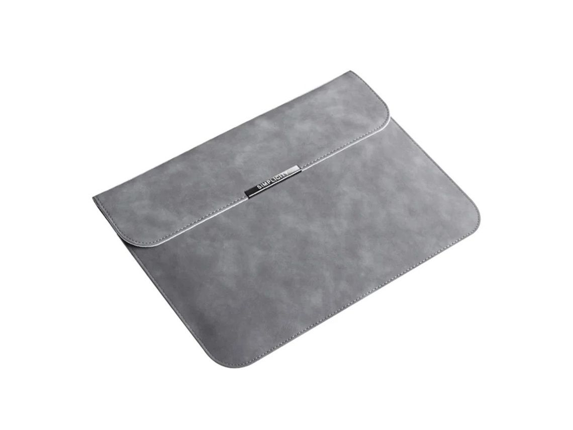 Mala Para Portatil 13 A 14 Polegadas Pu Pele Com Fecho Magnetico Horizontal Cinzento
