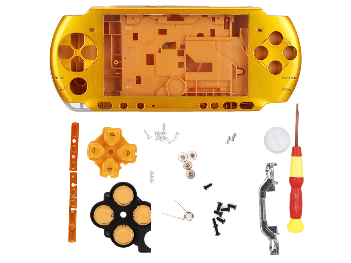 Capa para Console de Jogos Psp3000, Completa com Chave de Fenda, Portátil e Compacta BRILVIBERA (amarela)