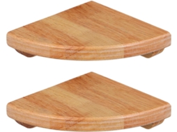 Zerodeko Conjunto De 2-prateleiras Canto Em Madeira Seringueira Com Formato Leque 15cm 6-polegadas Para Armazenamento