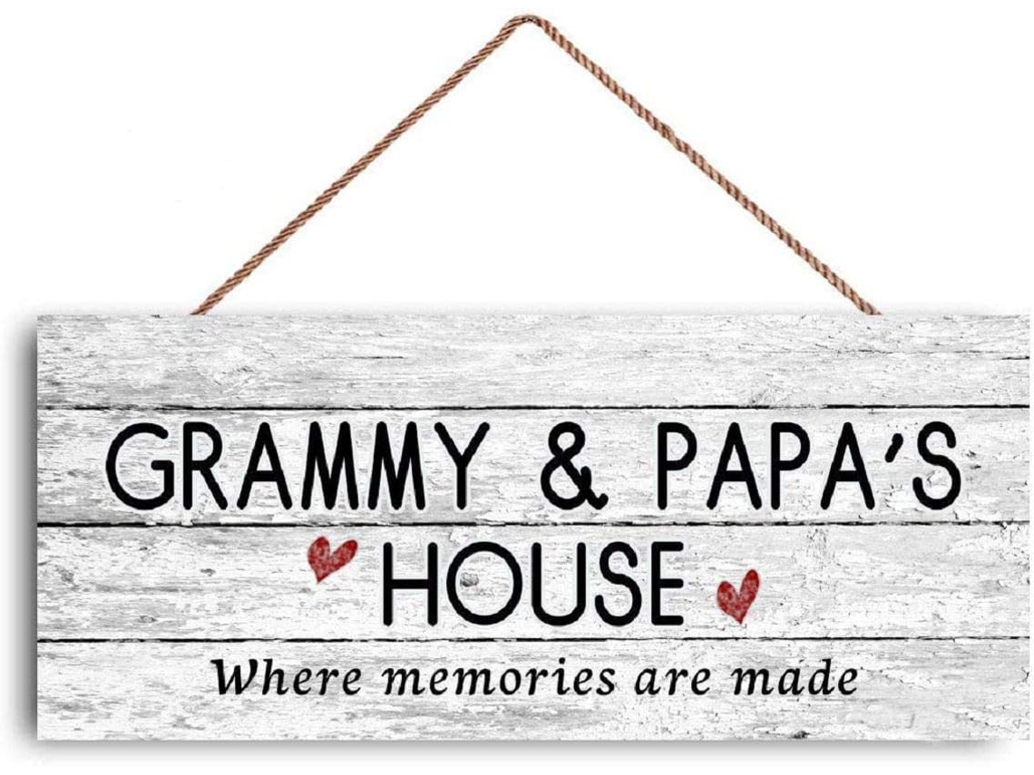 Placa "Casa da Vovó e do Vovô", "Onde as Memórias São Criadas", Estilo Envelhecido, Presente para Avós-pais, 15