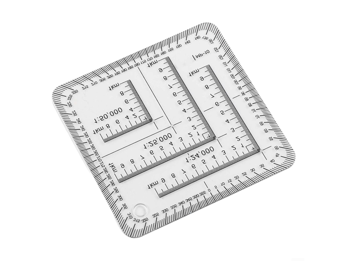 Régua De Coordenadas Geográficas Transparente, 7 Cm X 7 Cm, Para