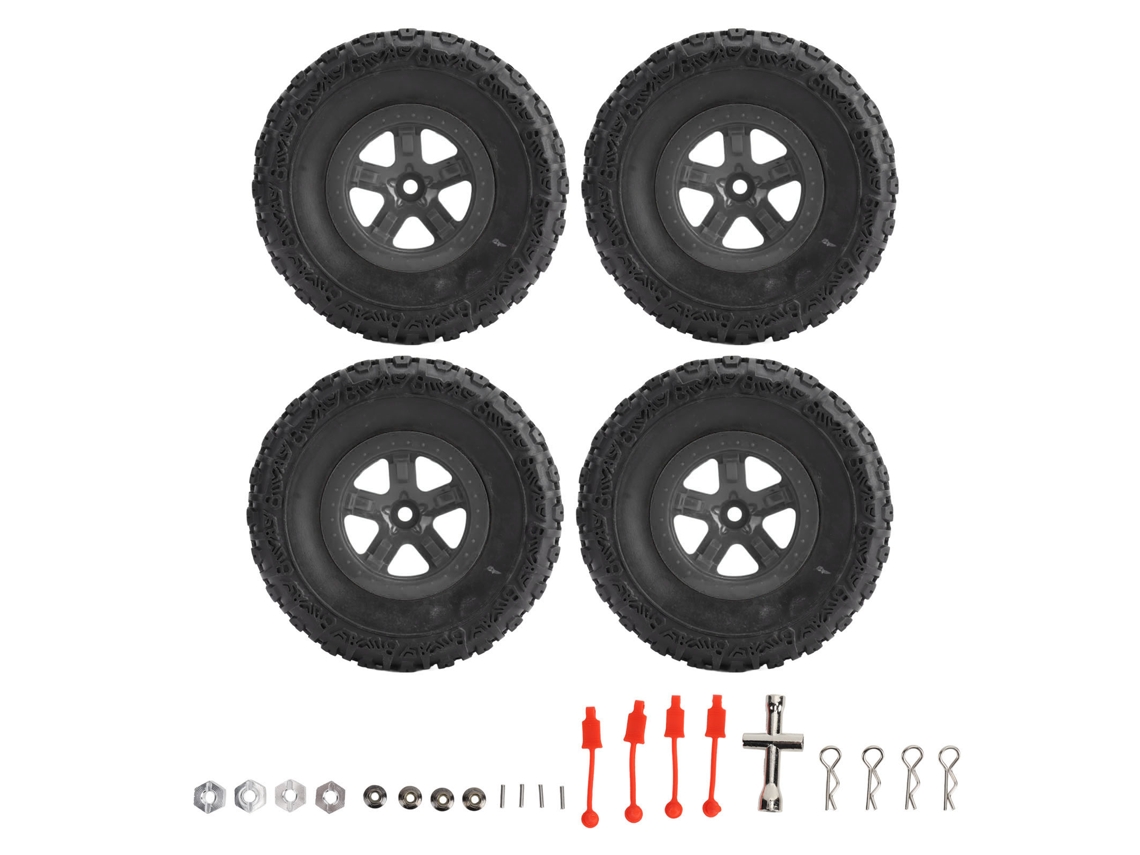 Mali 4 Pneus e Rodas Rc para Caminhão Short Course Traxxas Slash 1/10 Carro Rc Preto