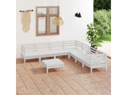 Vidaxl 8 Pcs Conjunto Lounge De Jardim Pinho Maciço Branco