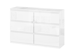 Cómoda 6 Gavetas (branco Brilhante, Estilo Moderno, 112x34x75 Cm)