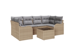 Conjunto 7 Móveis Externos Vidaxl Bege Vime Pe (55 X 55 X 37 Cm)
