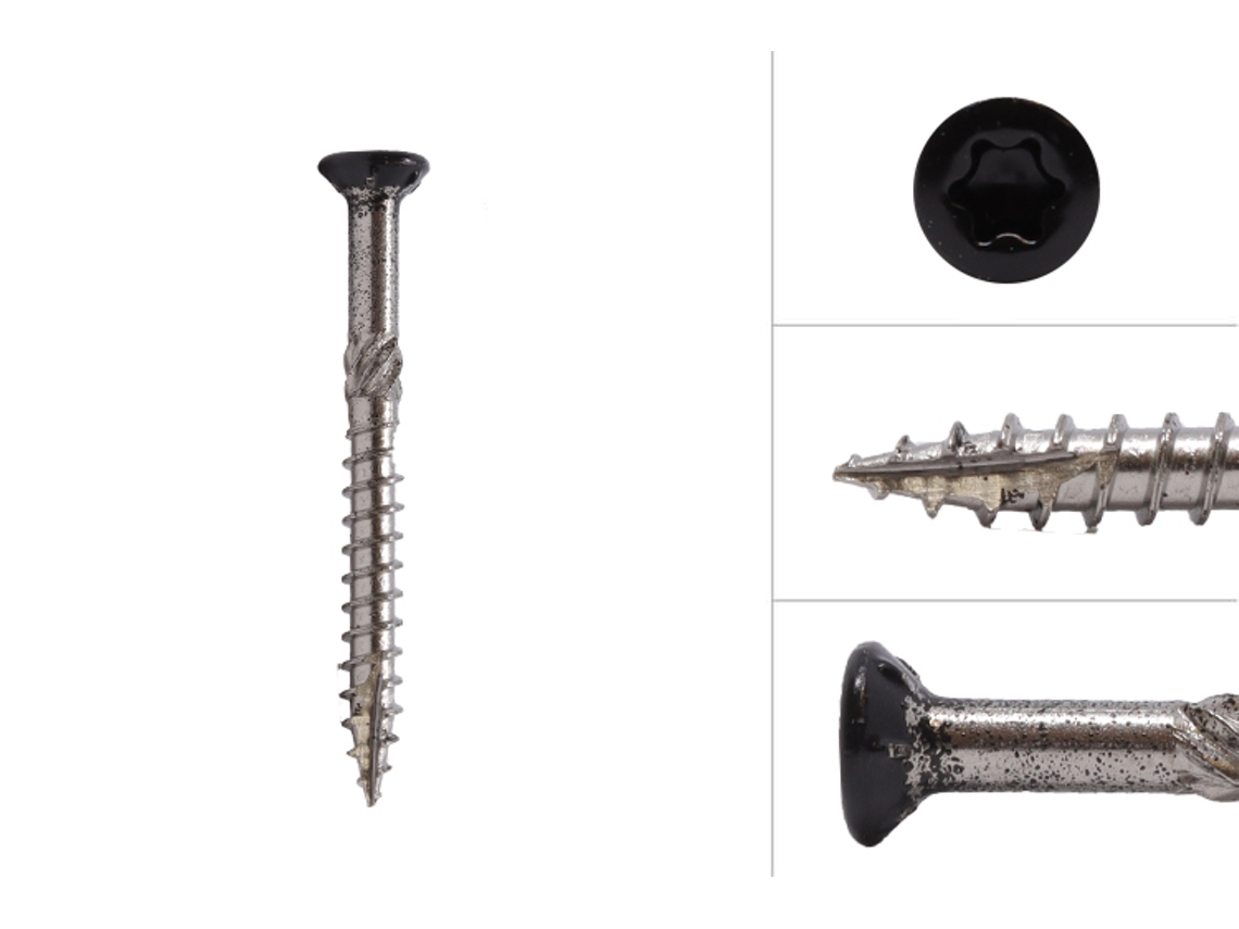 Parafuso para Madeira de Jardim Aço Inoxidável 410 Preto 4 X 40 Mm Torx 20 Ponta Perfurante Caixa 200 Peças WOVAR