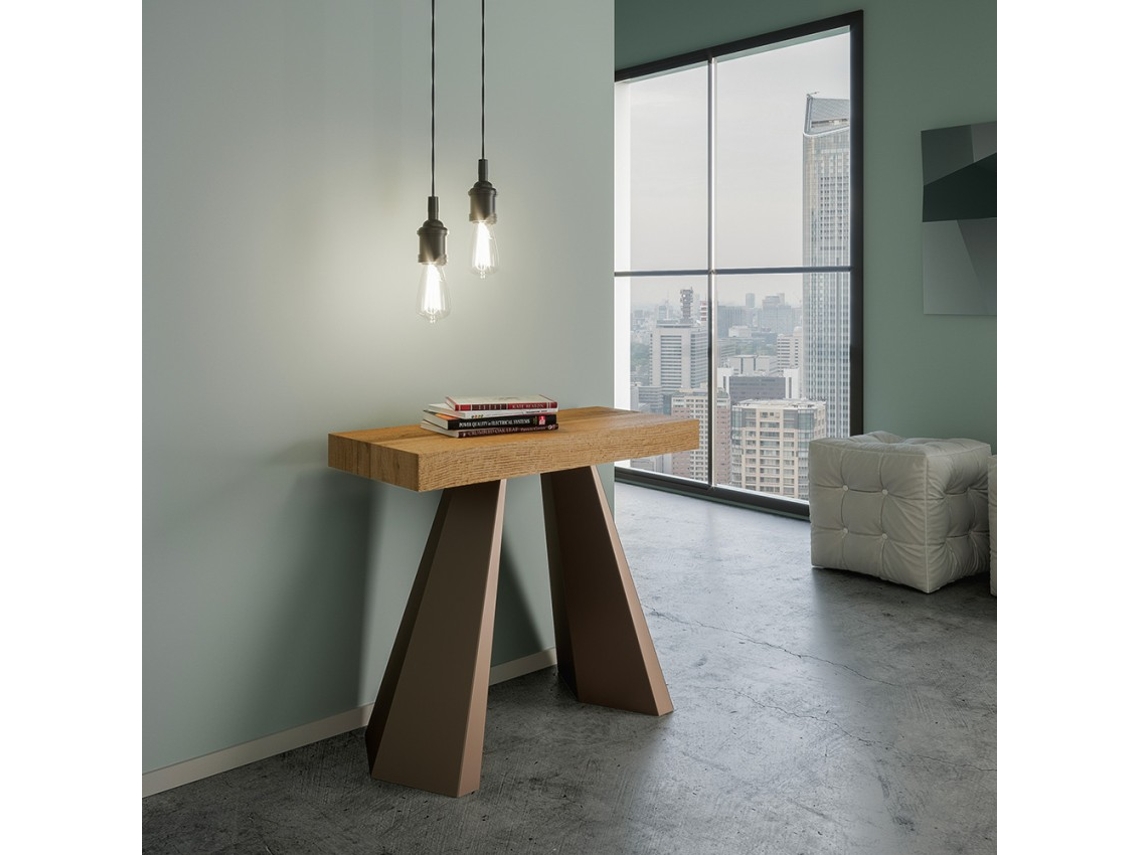 Consola extensível em madeira 90x40-300cm mesa moderna Diamante Oak