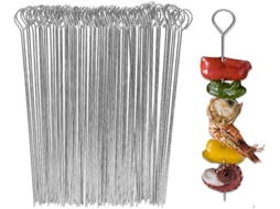 Pinchos de Barbacoa de Acero Inoxidable de 20 Cm Reutilizables para Carne Y Verduras 50 Piezas