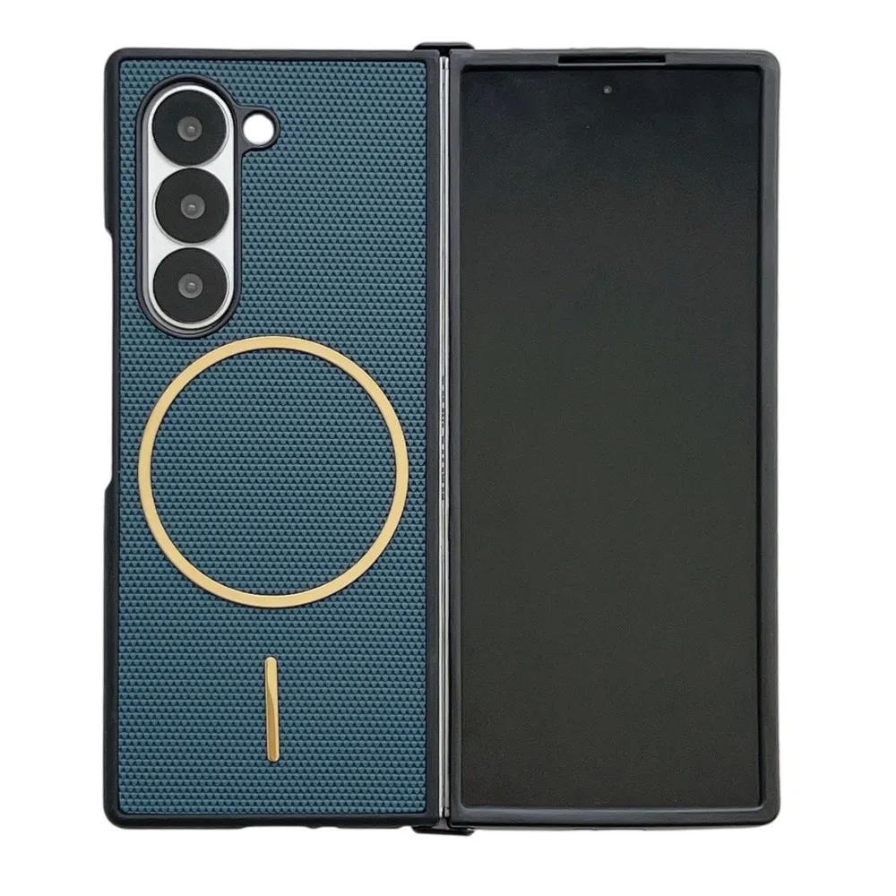 (azul, Galaxy Z Fold4) Capa De Celular Fina E Luxuosa Em Pu Fosco De Cor Sólida, Compatível Com Carregamento Sem Fio Magnético.