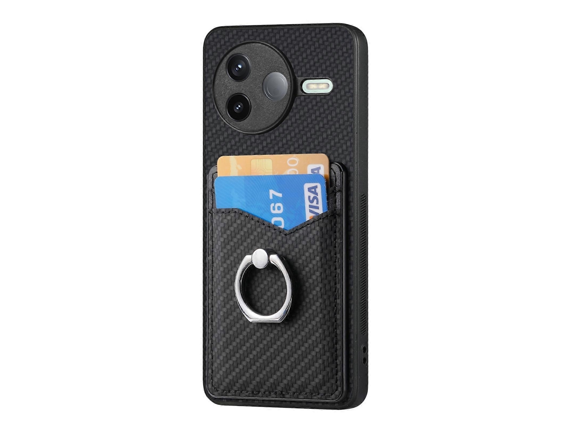 Capa Com Compartimentos Para Cartões E Suporte De Anel Para Xiaomi Poco F7 Pro 5g / Xiaomi Redmi K80 5g, Preta