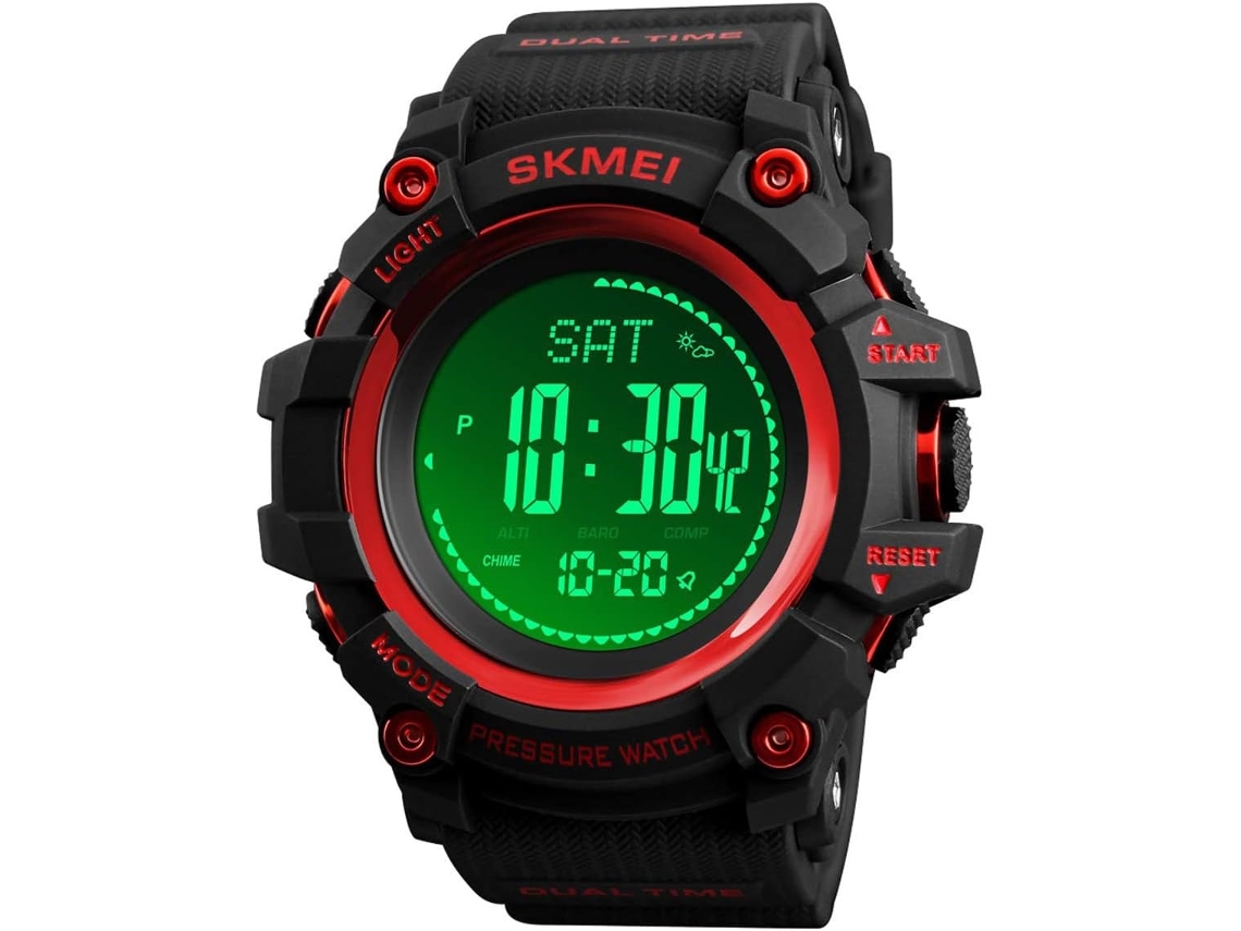 Lurelia Relógio Digital Desportivo, Visor Digital, Led, Cronógrafo, Alarme, Data/calendário, 12/24h, Luminoso, Duplo Fuso/mostrador, Silicone, Preto