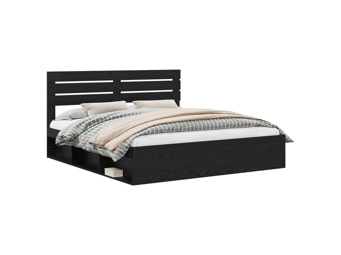Estrutura da Cama Preto 200x200 cm Madeira de Pinheiro Sólida MAISON EXCLUSIVE