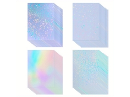 20 Adesivos Holográficos Transparentes Autoadesivos em Vinil Laminado a Frio, Estilo Variado, Não Imprimíveis, para Artigos de Papelaria. MDUG