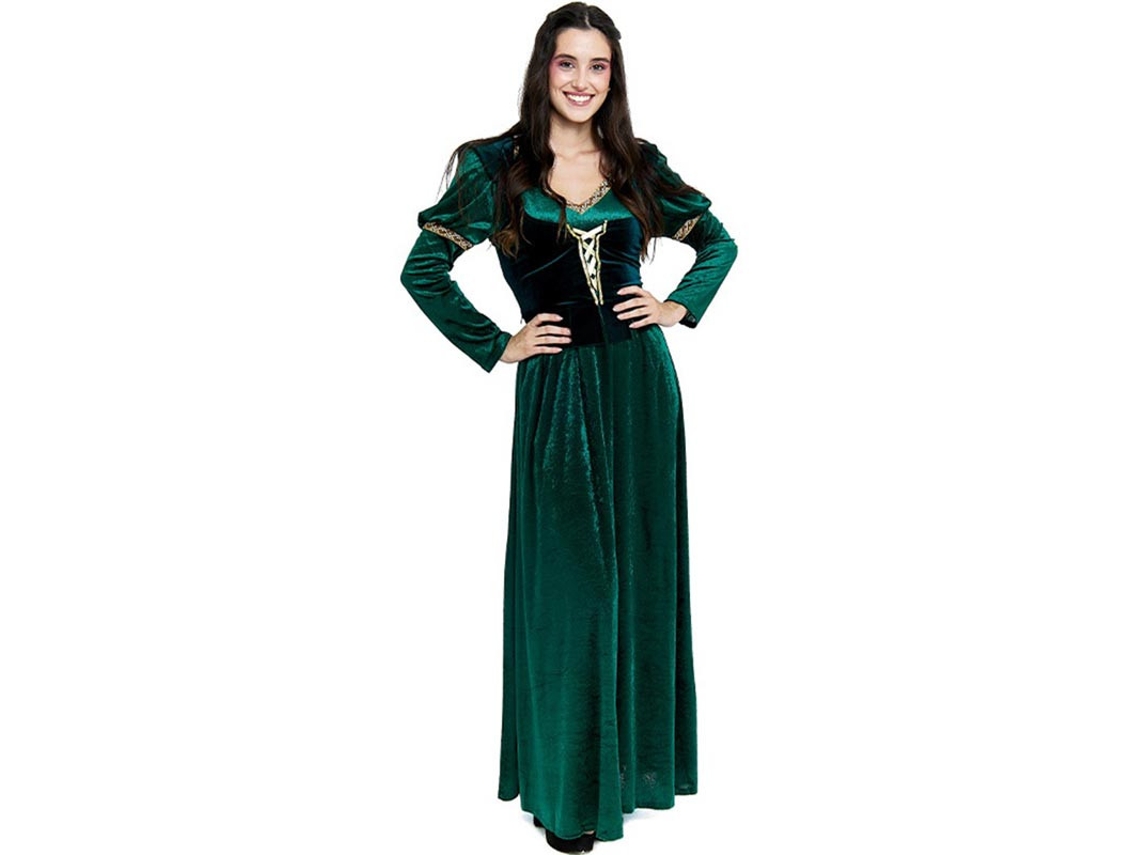 Fato de princesa medieval verde escuro para mulher
