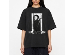 Rockinstone Halloween Michael And Logoblack White Black Adult T-shirt Size:l