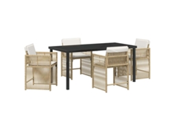 Conjunto 5 De Jantar Para Jardim Vidaxl Bege Vime Pe
