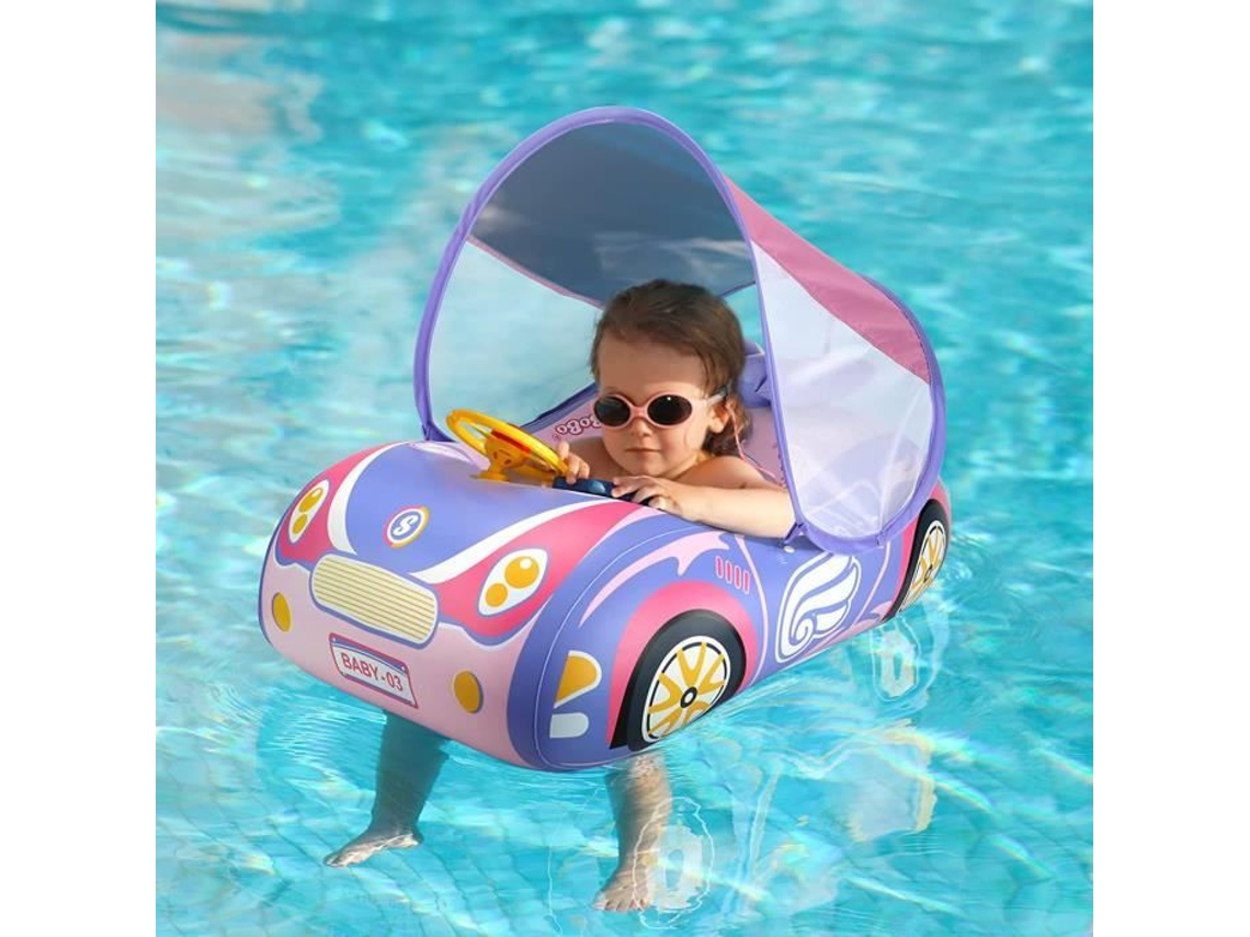 Piscina cadeirinha de Natação com Toldo Rosa para Crianças de 1 a 4 Anos AOZORZ