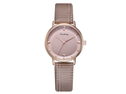 Relógio Feminino de Pulso Simples Moda com Pulseira de Couro Pu Quartzo Marrom