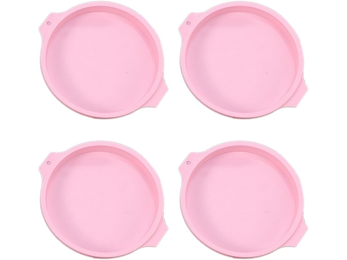 Conjunto De 4 Formas De Silicone Para Bolos E Mousses, Rosa, 20 Cm Gokoco (8 Polegadas)
