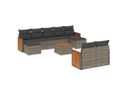 Conjunto de 10 Sofás de Jardim com Almofadões Vime Pe Cinzento MAISON EXCLUSIVE