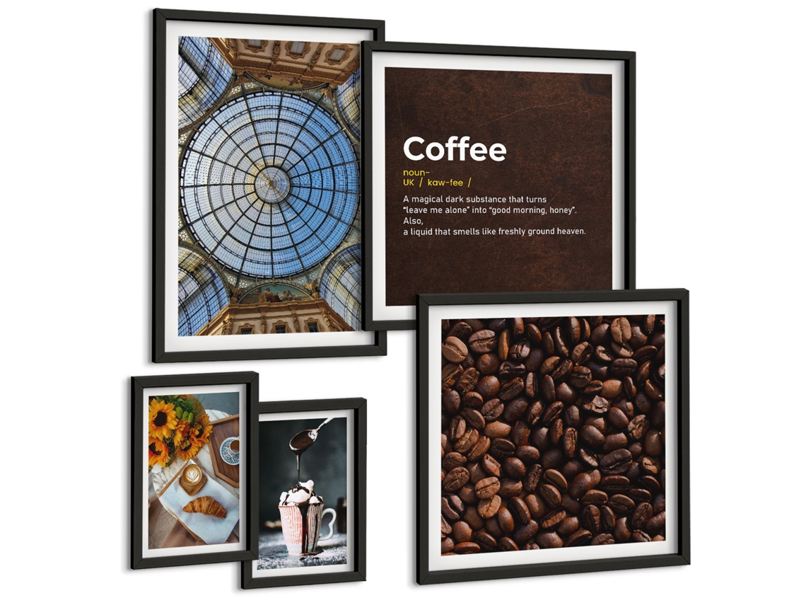 Conjunto De Pinturas Café Doces Estilo Rústico Espelharte (5 Peças)