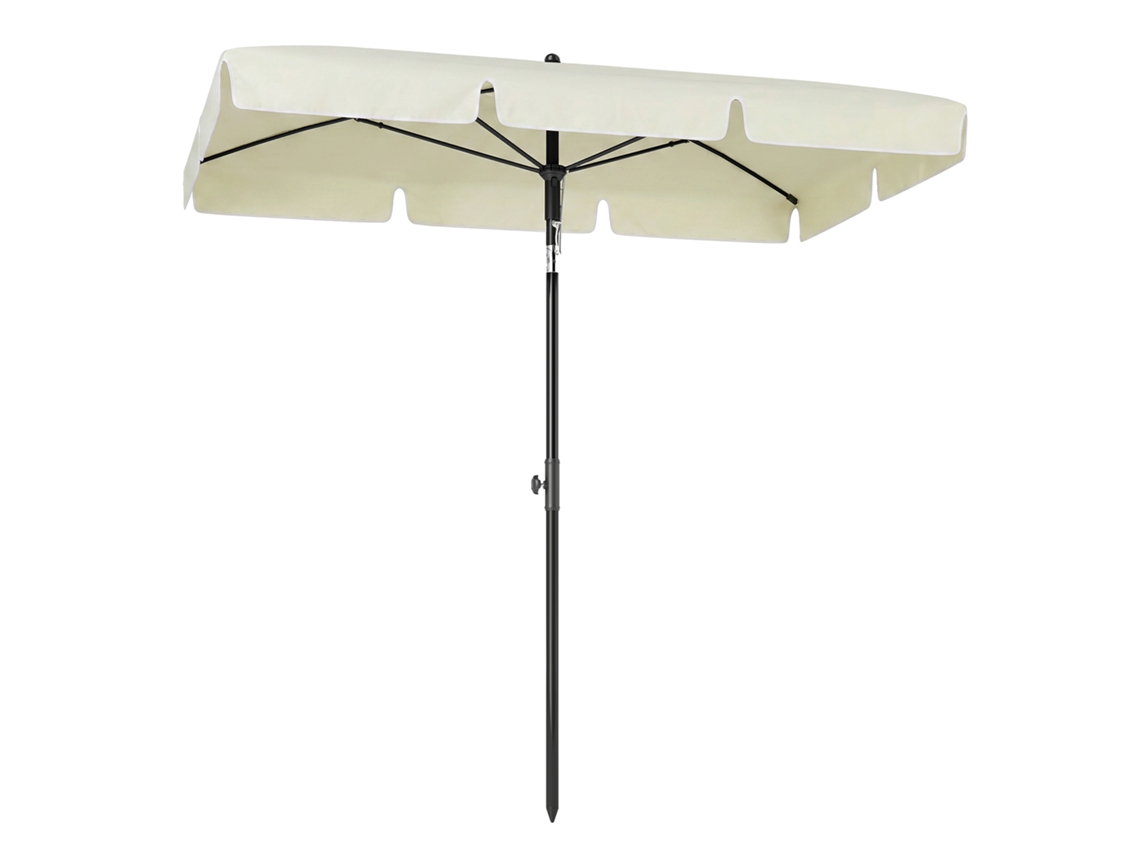 Chapéu De Sol Retangular, Cor Creme, Em Aço E Alumínio, Para Jardim E Terraço E Pátio E Exterior, Com Função De Inclinação, 198x130x240cm