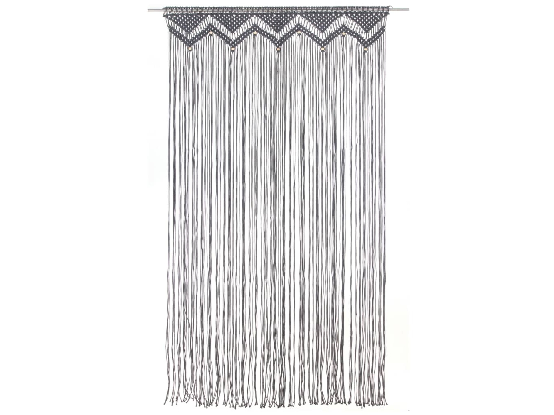 Cortina Macramé 140x240 Cm Algodão Antracite