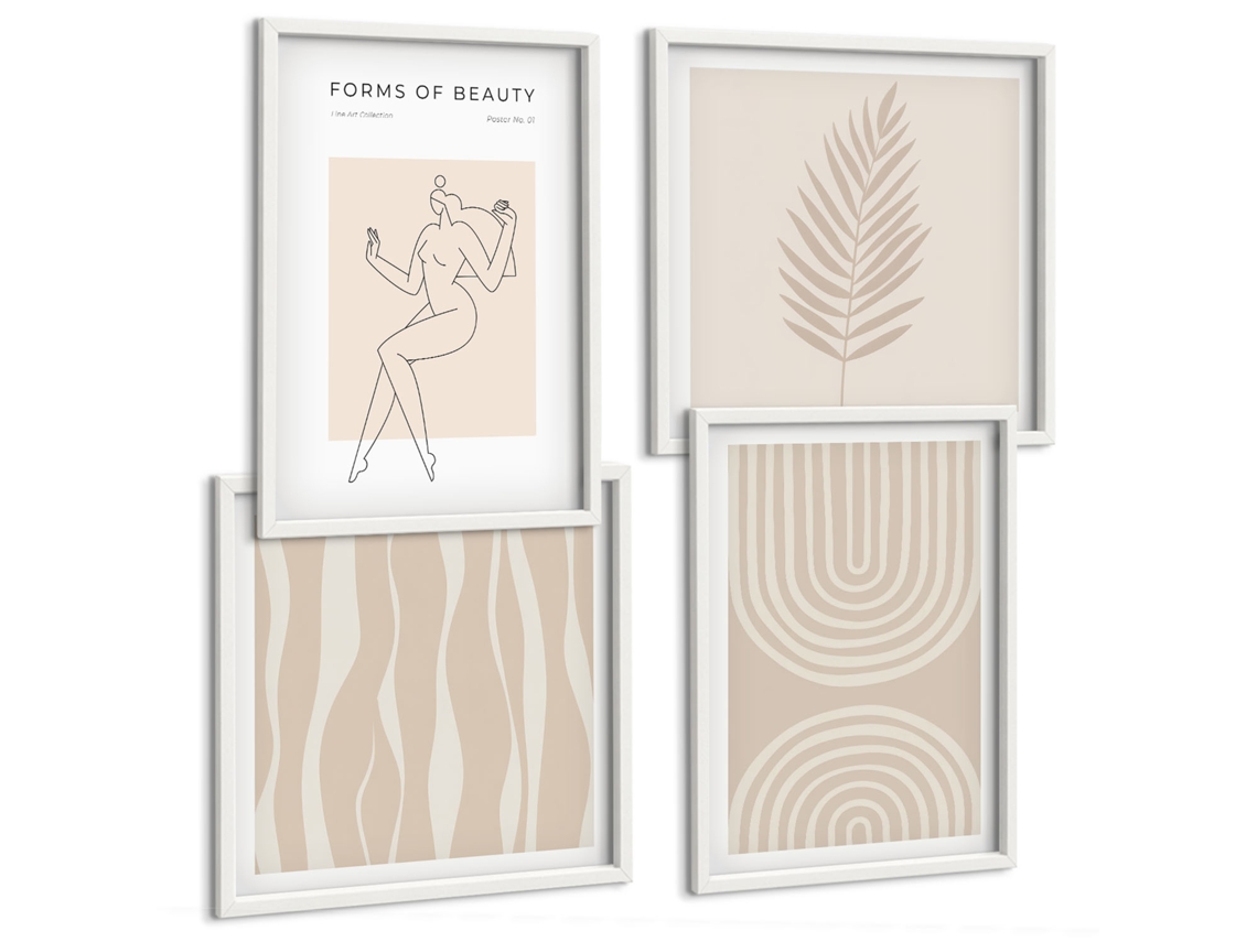 Quadros Decorativos Para Parede Arquitetura Marítima De Santorini Moldura Branca Pinturas De Quarto Espelharte (conjunto De 4 Imagens)