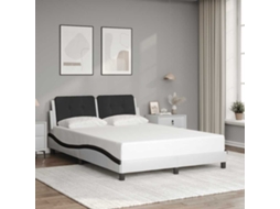 Estrutura de Cama Sem Colchão Vidaxl Zadar Couro Artif. 140x190 cm Branco/preto
