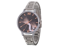 Relógio de Pulso de Aço Fashion Rose Gold Silver Simples Presente Analógico Quartzo