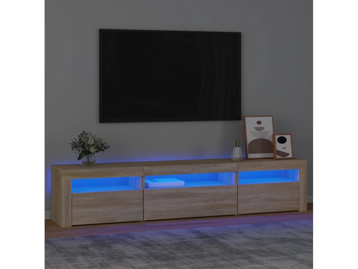 Mã³vel De Tv Com Luzes Led 195x35x40 Cm Carvalho Sonoma DKD HOME DECOR