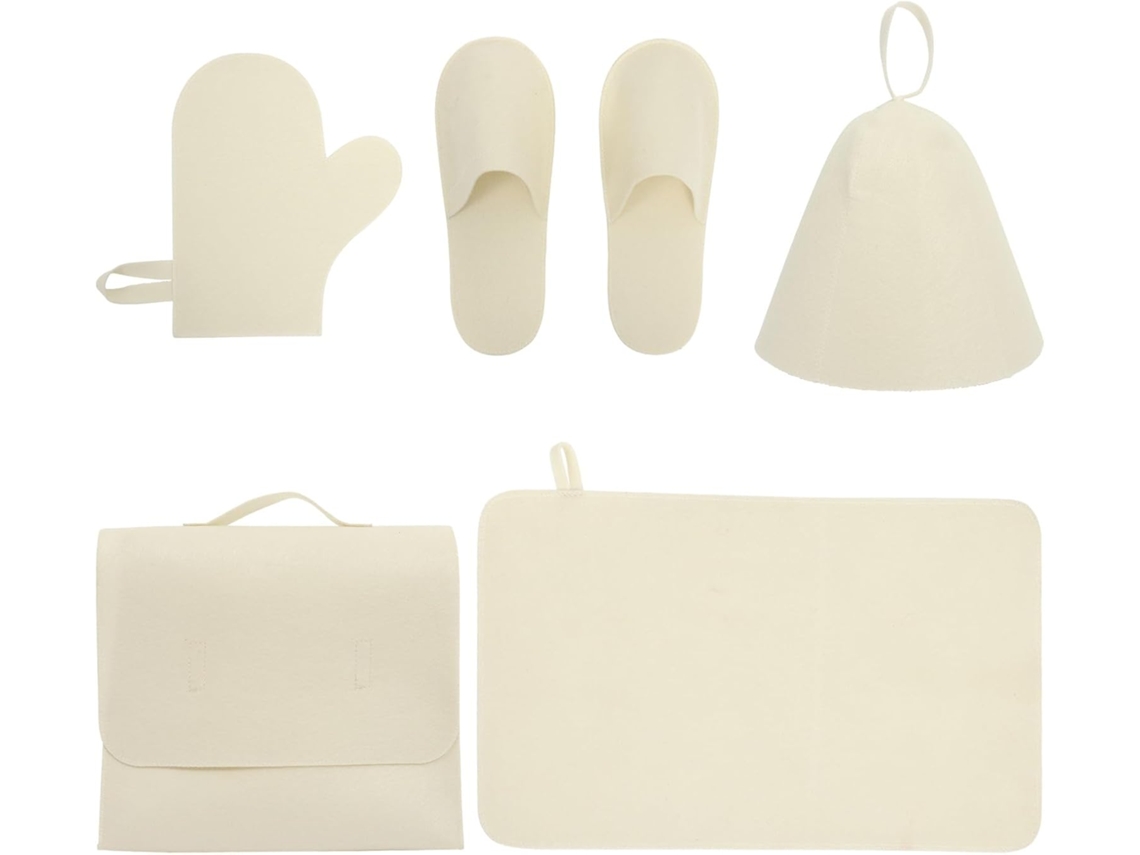 Kit de Acessórios de Sauna Reutilizáveis Inoomp em Feltro, Incluindo Touca, Luvas e Bolsa para Armazenamento. CHABERLU