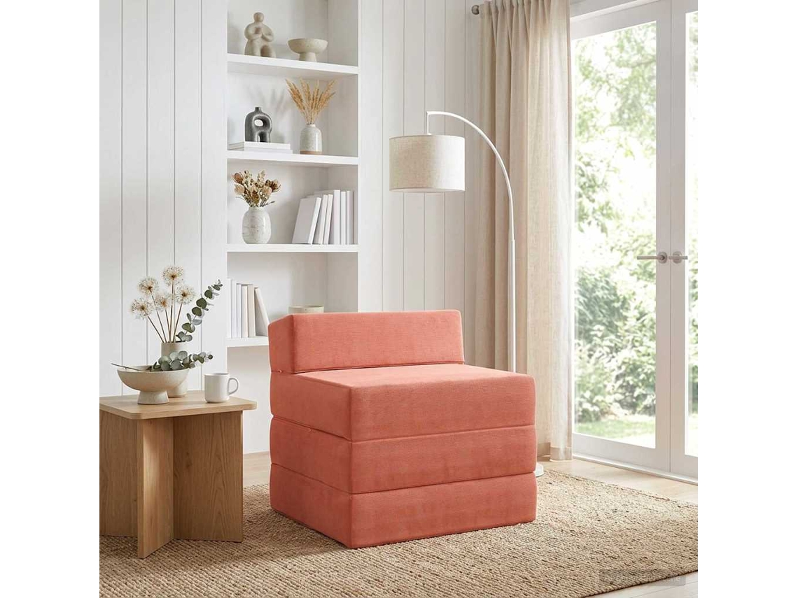 Vidaxl Sofá Cama Dobrável Laranja Vermelho 200 X 70 X 15 Cm