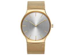 Reloj Hombre Fashionable Resistente Al Agua Correa Acero (caso Oro Esfera Blanca)