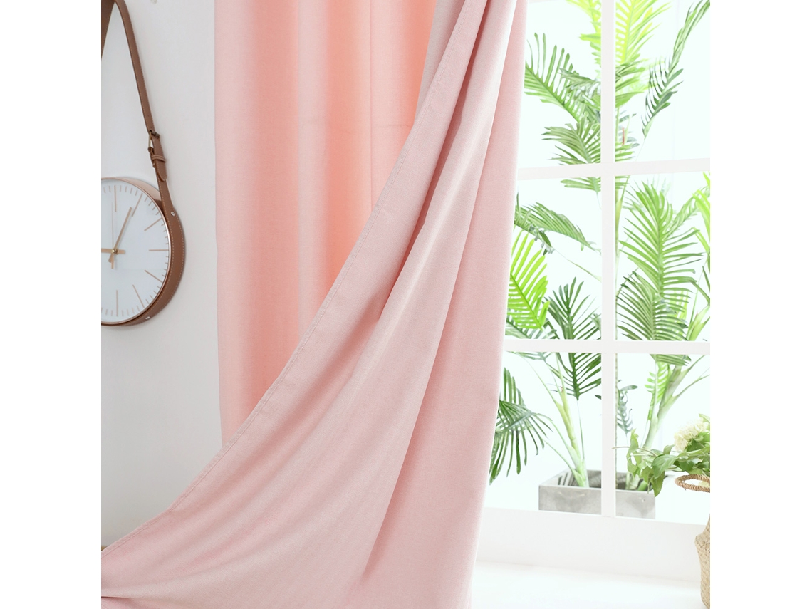 2pcs Set Polyester Curtains Mildew Resistant Light Blocking Pink 117*183cm Eoocoo