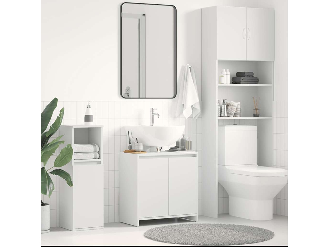 Vidaxl Armário De Casa De Banho 60x33x61 Cm Contraplacado Branco