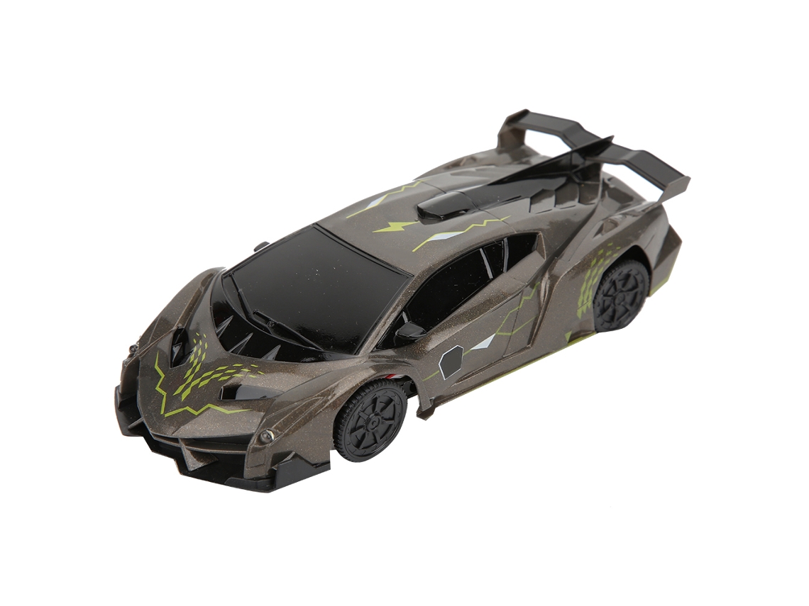 Primerox brinquedo Carro Controle Remoto Wall Racing Rechargeable 1:28 com Luzes Led Prata