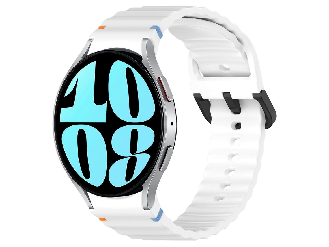 Pulseira De Silicone Preta Com Fivela E Textura Ondulada.