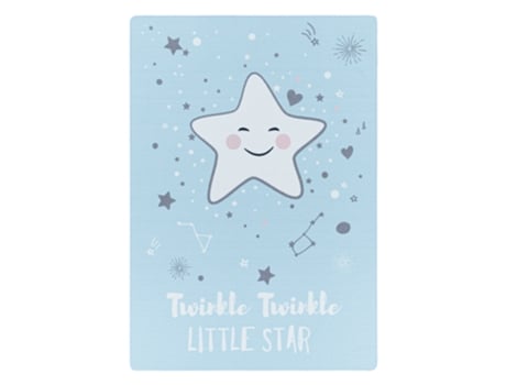 Play Brilha, Brilha, Estrelinha Tapete Infantil Antiderrapante Pelo Em Laço Retangular 100x150cm Azul