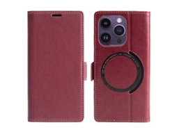 Capa Tkdaddy Para Iphone 16 Pro Max Compatível Com Suporte De Carteira Magsafe, Capa De Couro Flip Vermelha