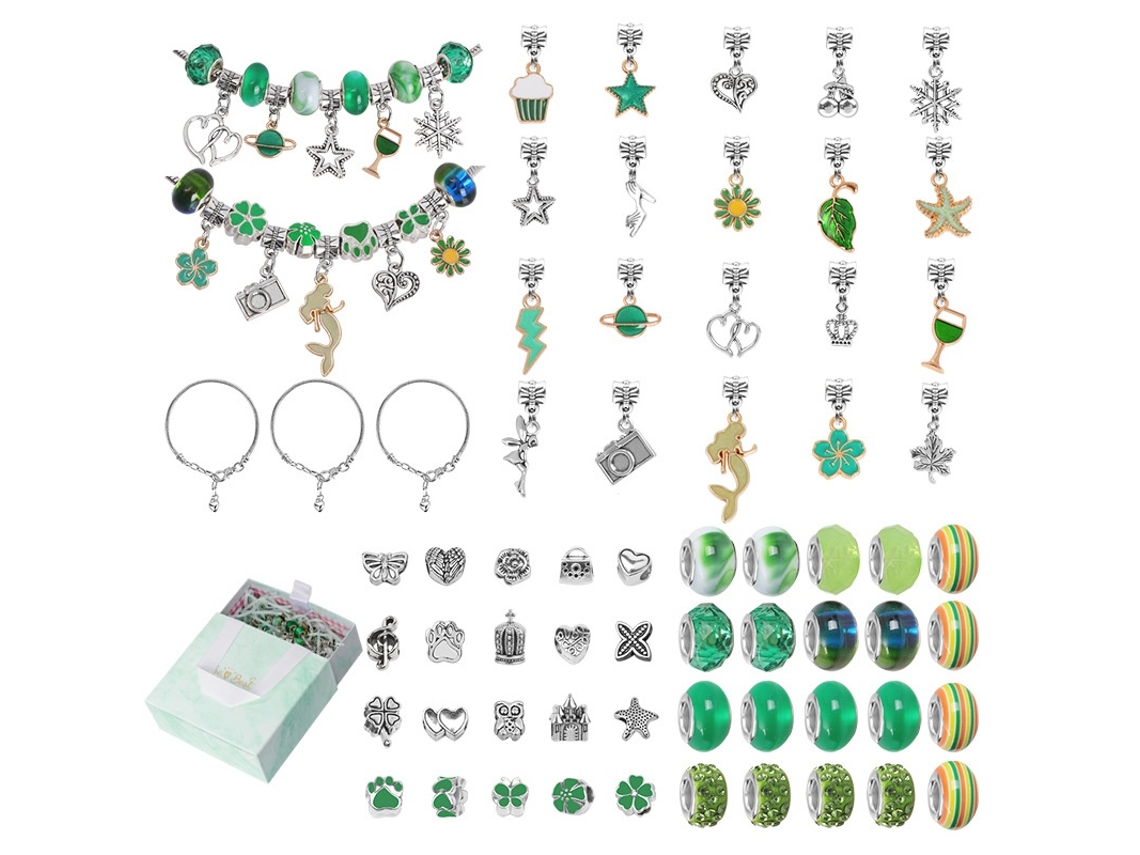 Kit Diy Para Criar Pulseiras Com Contas E Correntes, 63 Peças Elysve