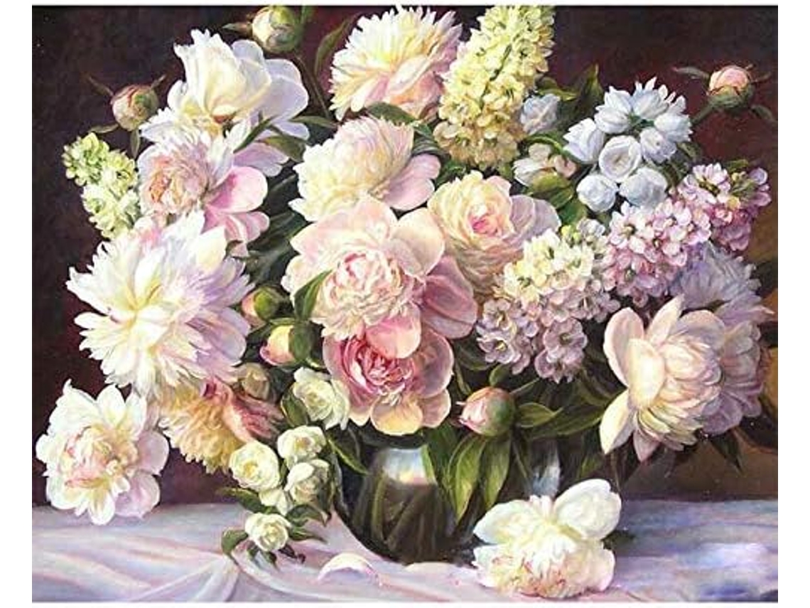 KOFIHETY Kit Pintura Por Números Árvore Do Norte, Pintura A Óleo Diy Em Tela Presente Para Adultos E Crianças 16x20 Polegadas 4050 Cm Flores (sem Moldura