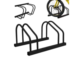 Relaxdays Suporte Para 2 Bicicletas, Montagem Chão/parede, Pneus Até 65 Mm, Garagem/pátio, Aço, Preto