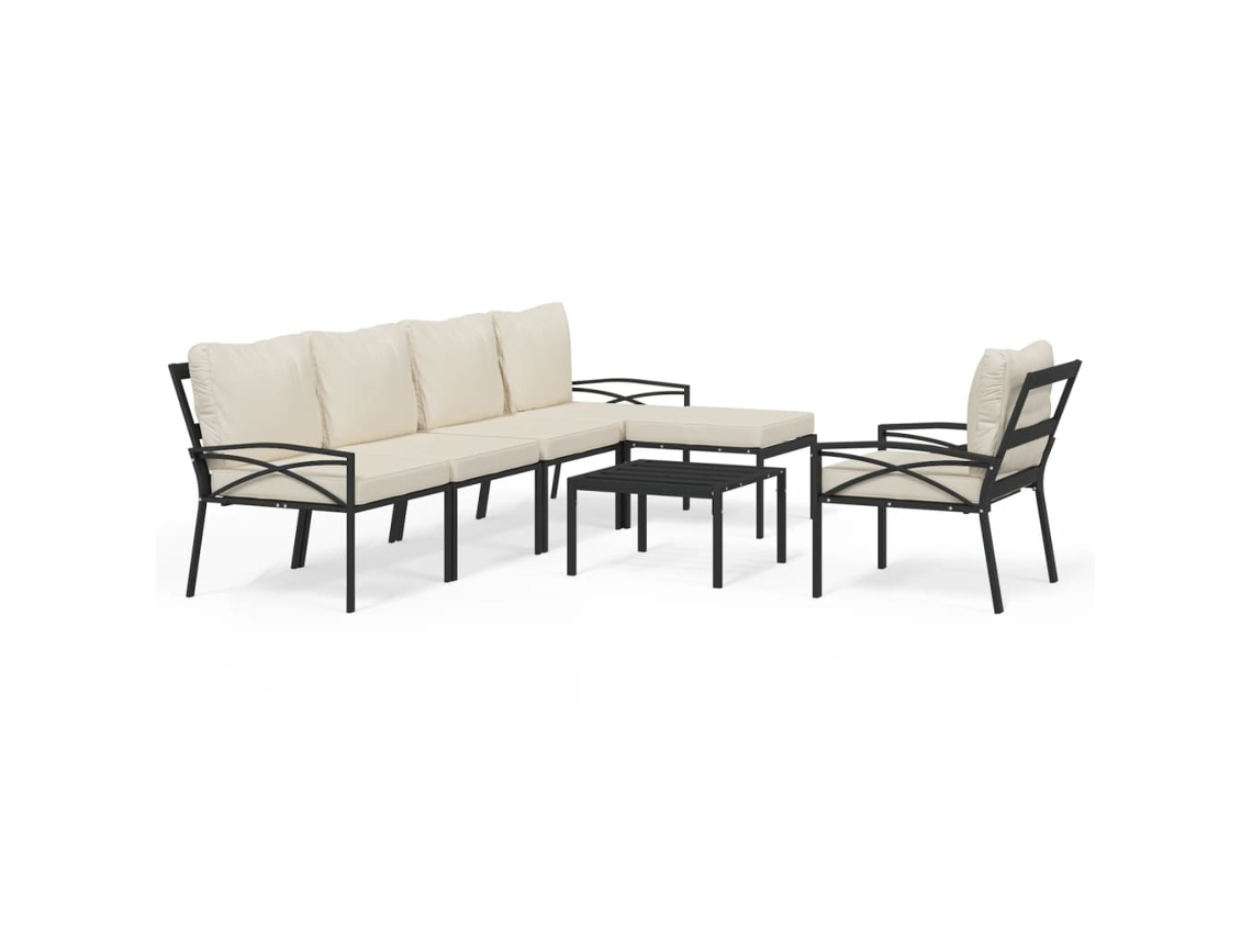 Conjunto de 7 Lounge de Jardim Aço C/ Almofadões Areia MAISON EXCLUSIVE (7 pcs)