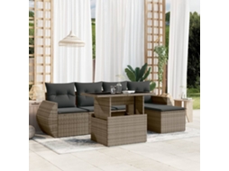 Vidaxl 6 Pcs Conjunto Sofás de Jardim com Almofadões Vime Cinzento