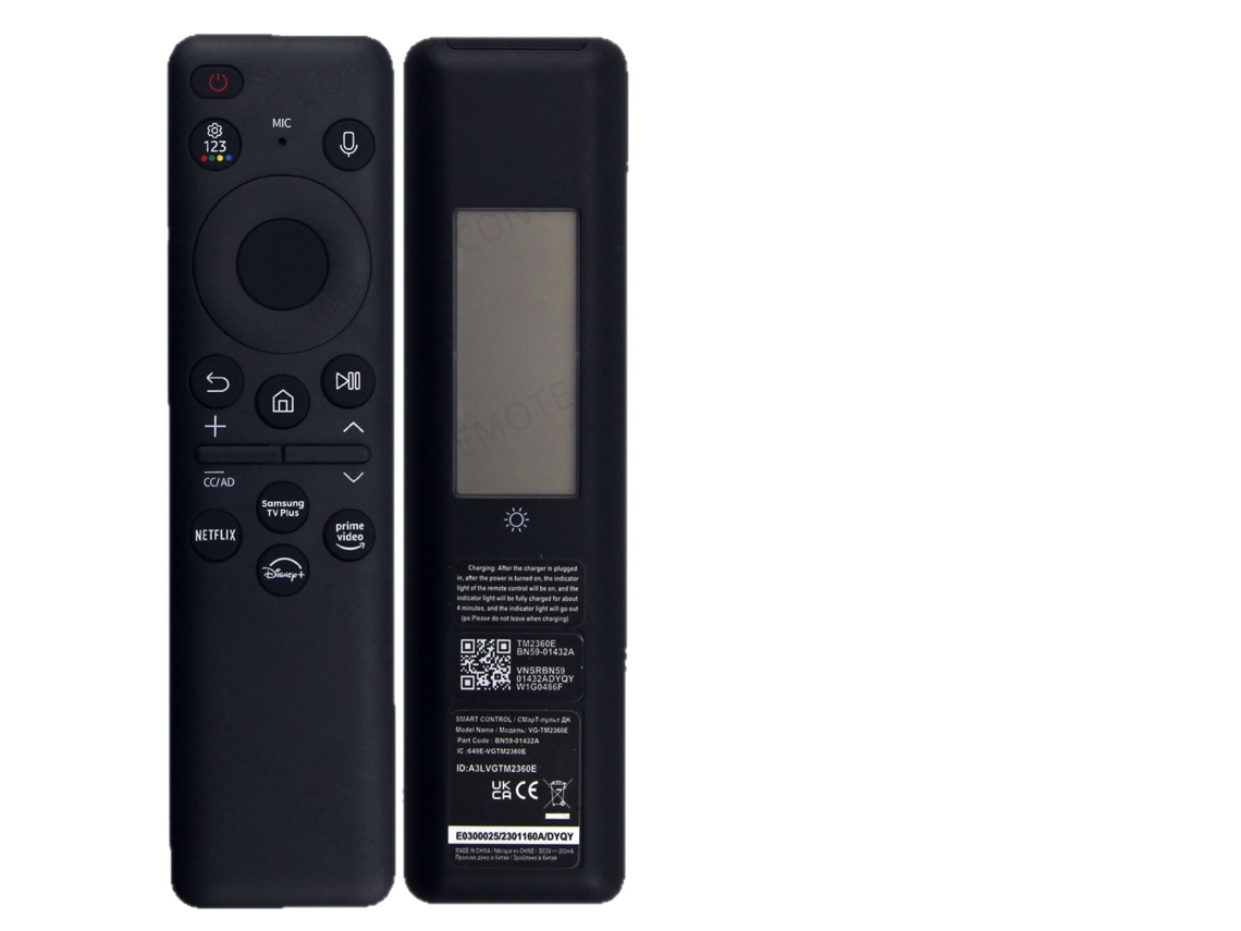 Controlo Remoto Solar Com Voz Bluetooth Compatível Com Samsung Bn59-01432a, Recarregável, Cor Preta