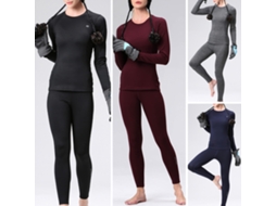 Conjunto de 2 Roupa Térmica Feminina Inverno com Forro de Pelúcia Gola Manga Longa Calça Espessa | S/MARCA