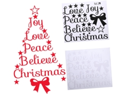 Conjunto De 3 Adesivos Decorativos De Parede Em Formato De Árvore De Natal, Removíveis E Com Mensage Gokoco