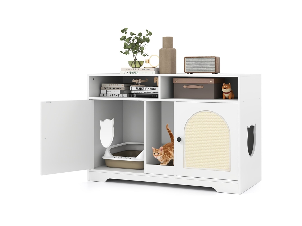 Armário Oculto para Areia de Gato com Espaço para 2 Gatos, Branco NORTHIX