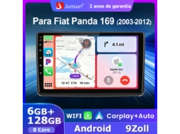 Rádio Junsun 9" Android Para Fiat Panda 169 2003-2012 Carplay Android Auto 128gb Bt Gps 4g